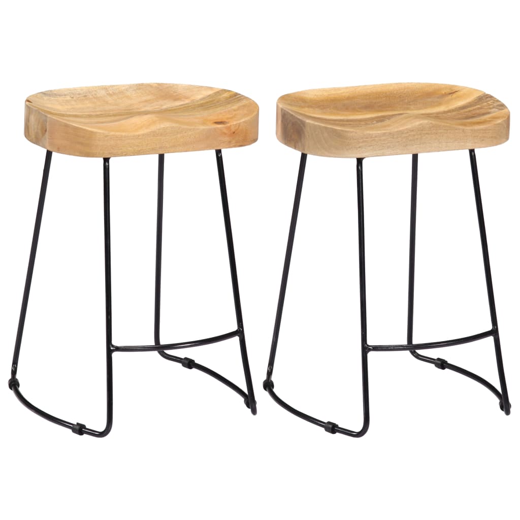 JUNG Vida Gavin Barhocker 2 Stk. Massivholz Mango