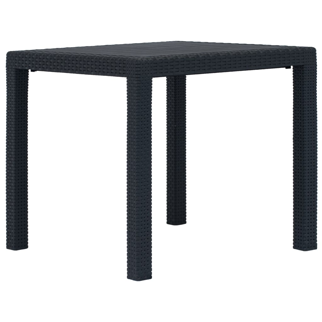 JUNG Vida Gartentisch Anthrazit 79x79x72 cm Kunststoff Rattan-Optik