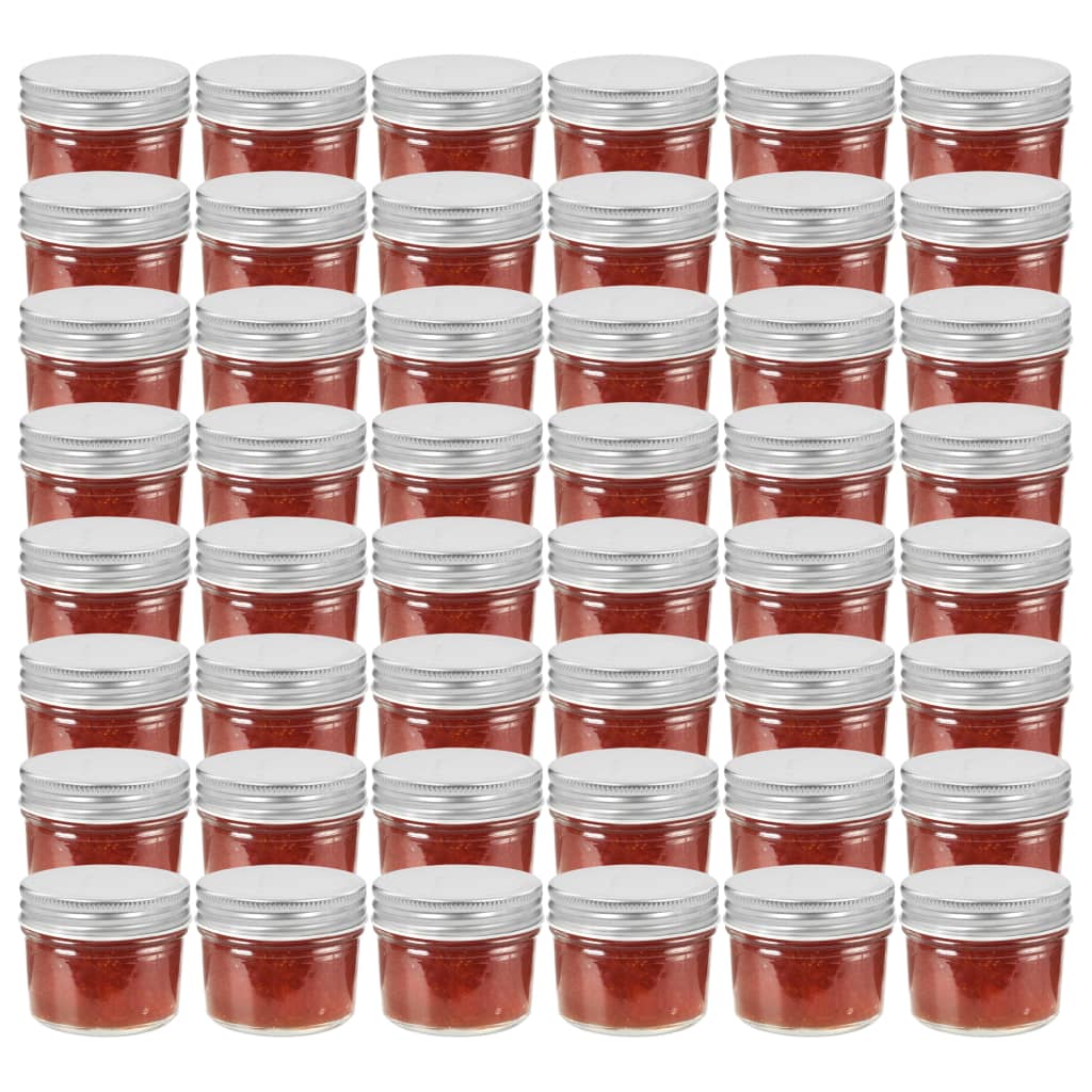 JUNG Vida Marmeladengläser mit Silbernen Deckeln 48 Stk. 110 ml