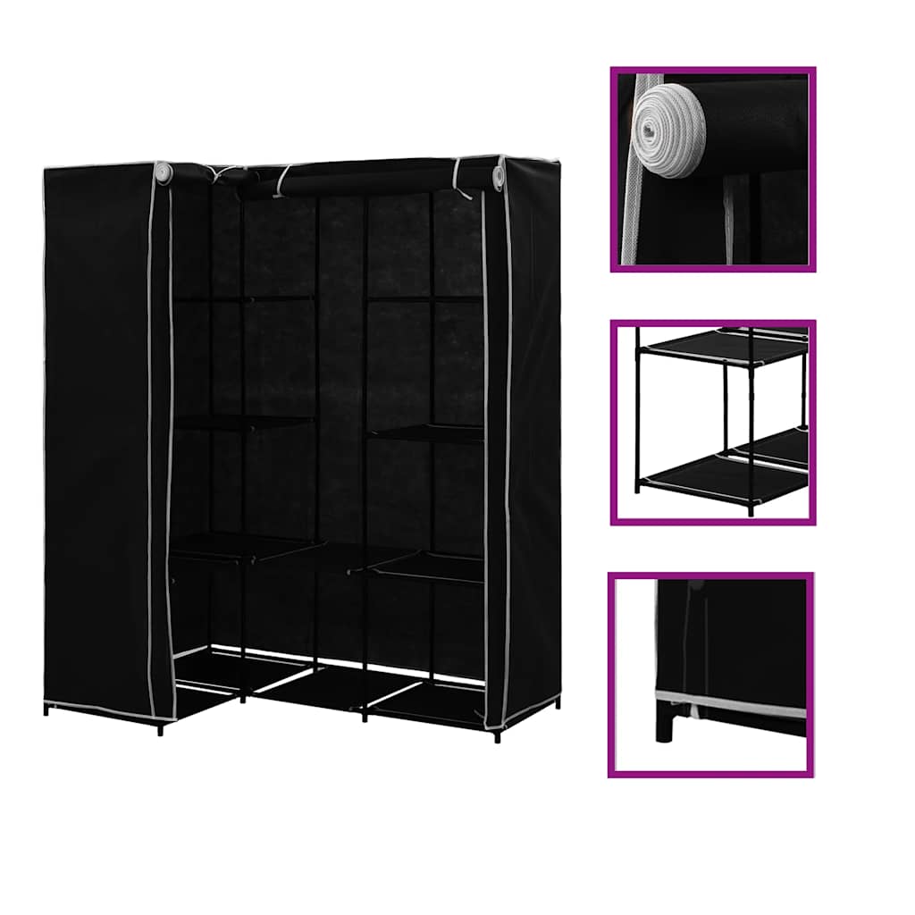 JUNG Vida Eckkleiderschrank Schwarz 130 x 87 x 169 cm