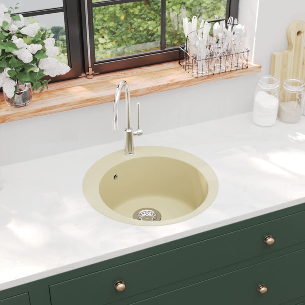 JUNG Vida Granitspüle Einzelbecken Rund Beige