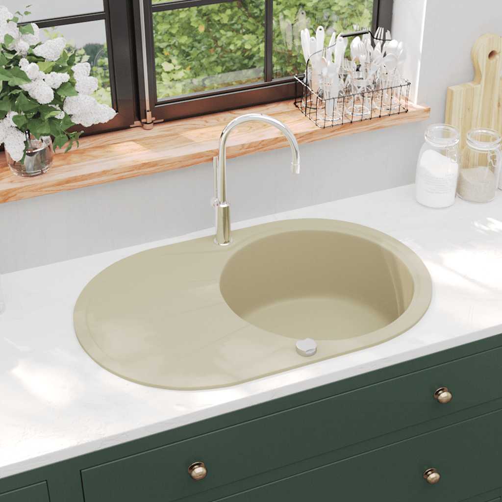 JUNG Vida Granitspüle Einzelbecken Oval Beige