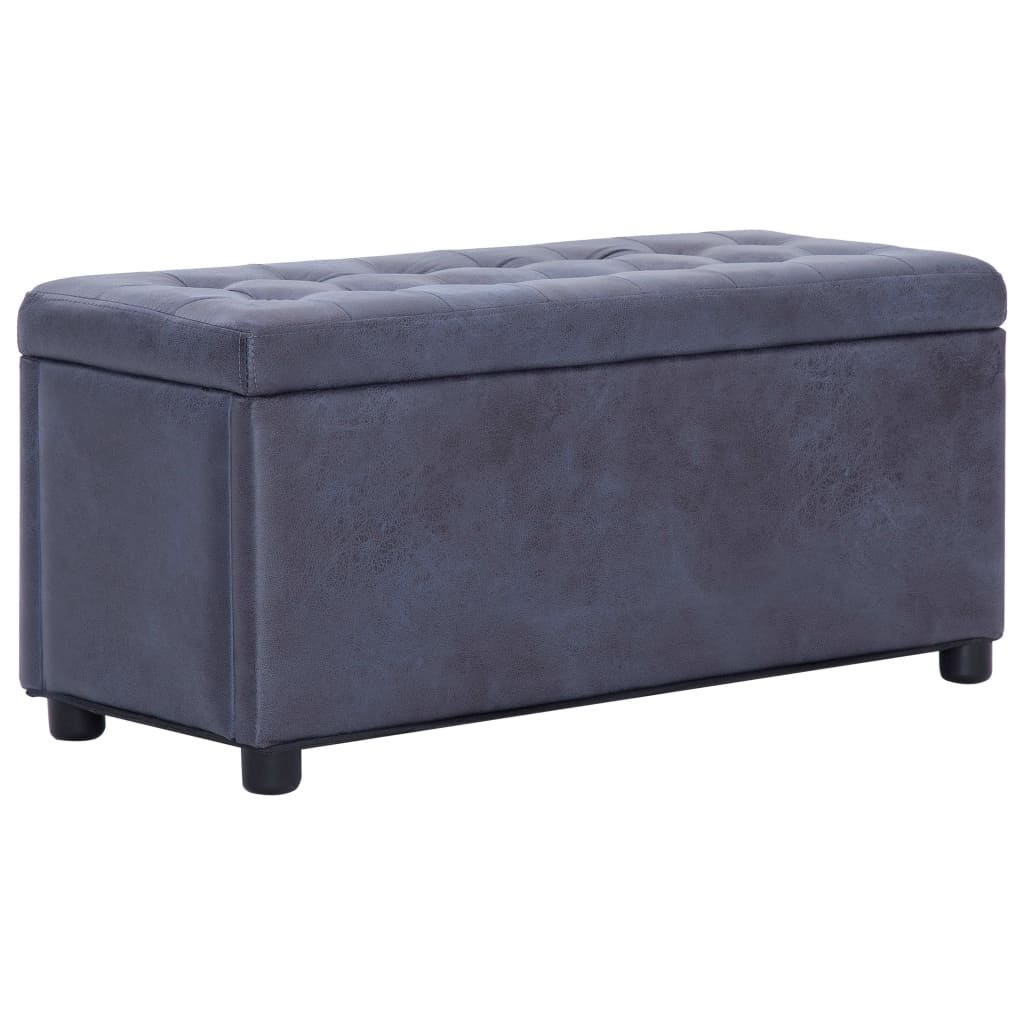 JUNG Vida Ottoman mit Stauraum 87,5 cm Grau Wildleder-Optik