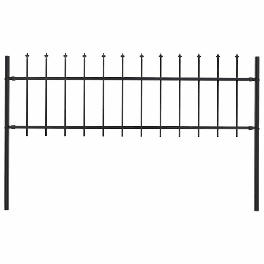 JUNG Vida Gartenzaun mit Speerspitzen Stahl 1,8 m Schwarz