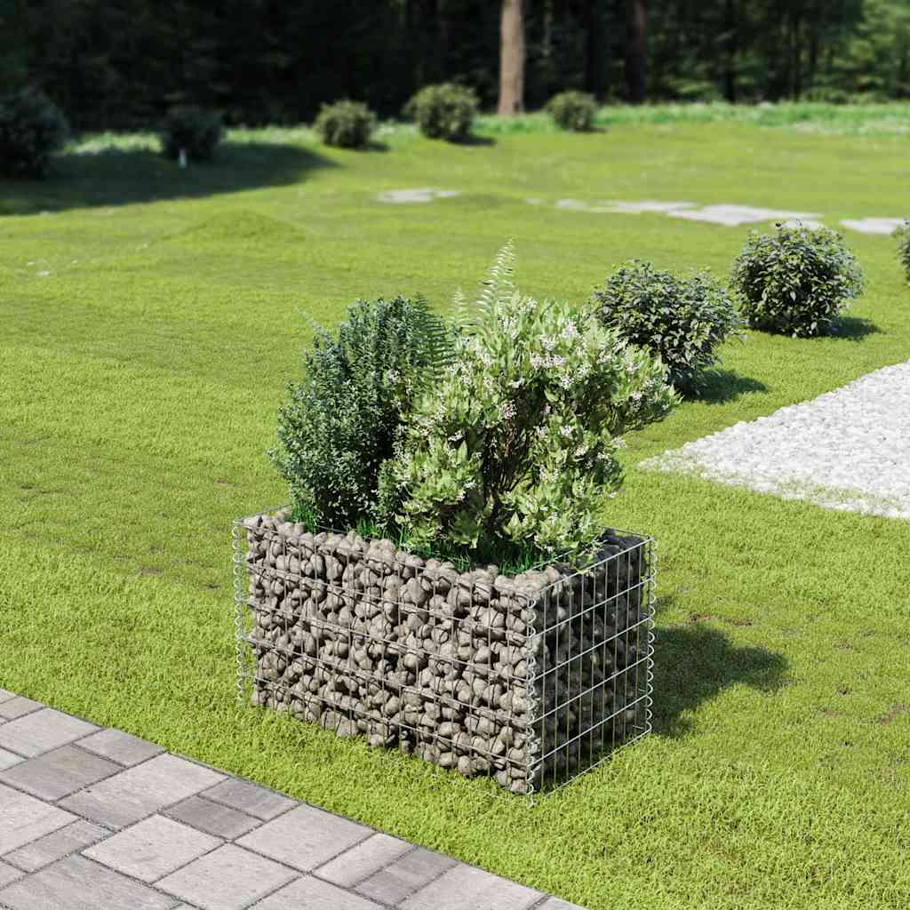 JUNG Vida Gabionen-Hochbeet Verzinkter Stahl 90×50×50 cm