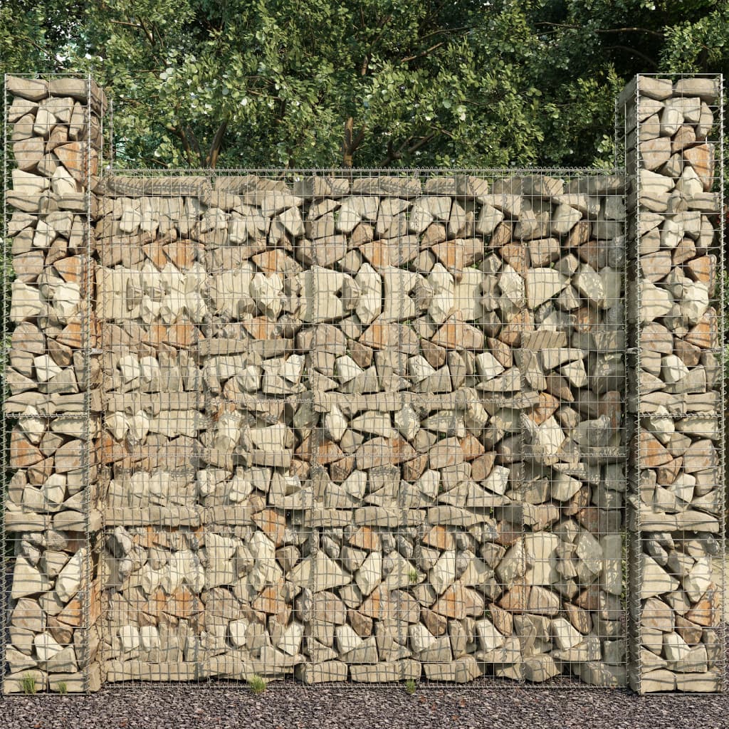 JUNG Vida Gabionenkörbe 3 Stk. Verzinkter Stahl 25 x 25 x 197 cm