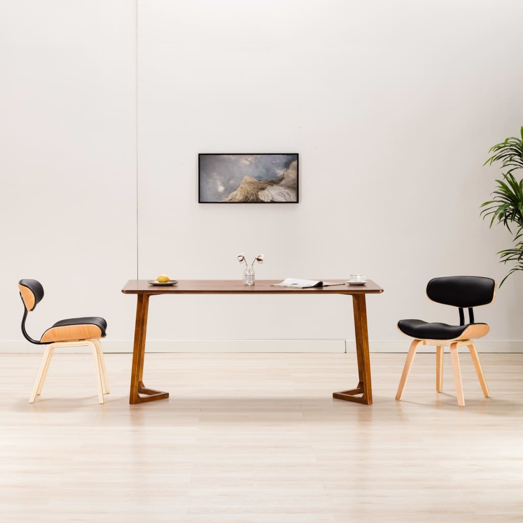 JUNG Vida Esszimmerstühle 2 Stk. Schwarz Bugholz und Kunstleder