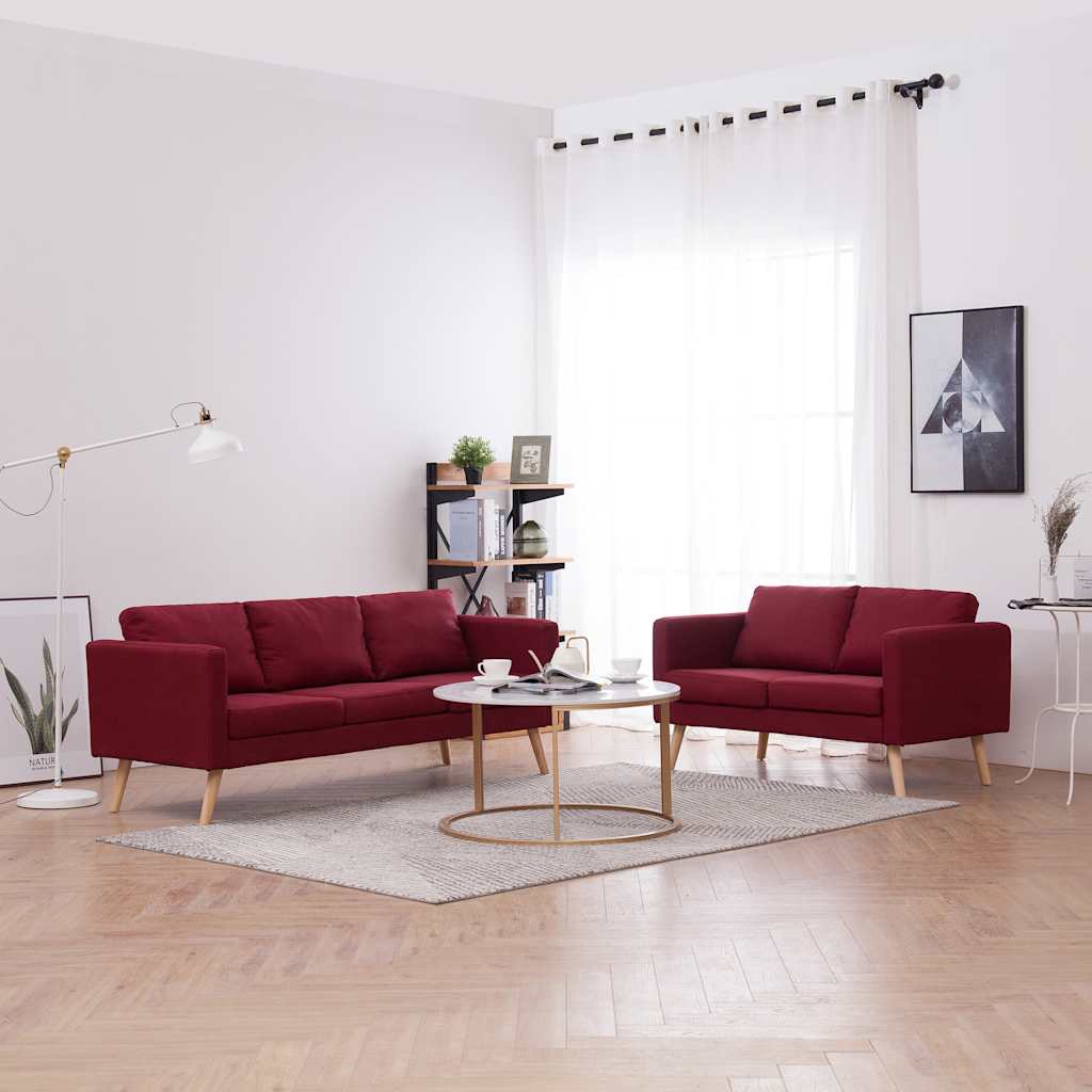 JUNG Vida 2-tlg. Sofagarnitur Stoff Weinrot