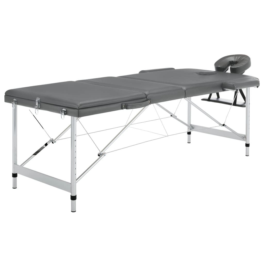 JUNG Vida Massagetisch mit 3 Zonen Aluminiumrahmen Anthrazit 186×68 cm