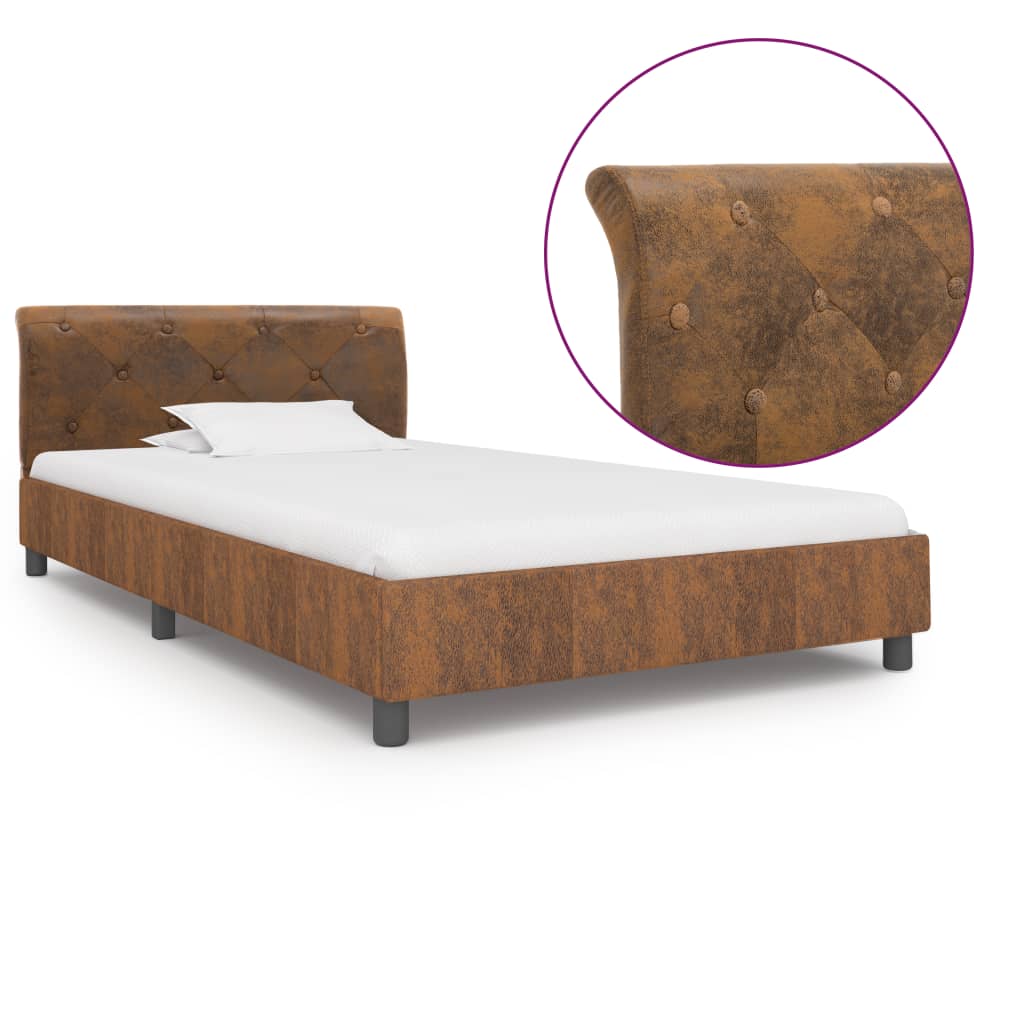 JUNG Vida Bettgestell Braun Wildleder-Optik 100 x 200 cm