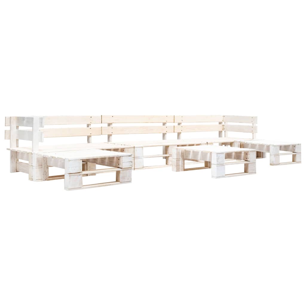 JUNG Vida 6-tlg. Paletten-Lounge-Set Holz Weiß