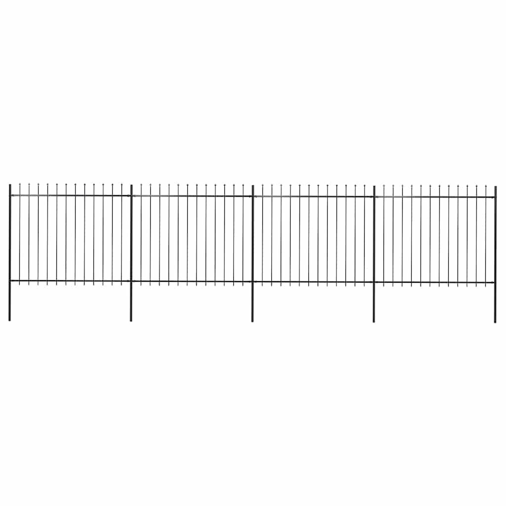 JUNG Vida Gartenzaun mit Speerspitze Stahl 714,5 x 150 cm Schwarz