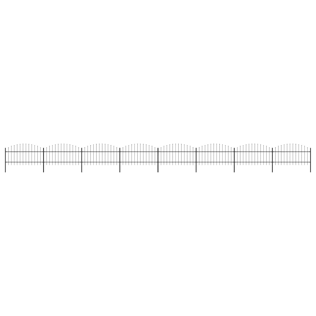 JUNG Vida Gartenzaun mit Speerspitzen Stahl (1 - 1,25) x 13,6 m Schwarz