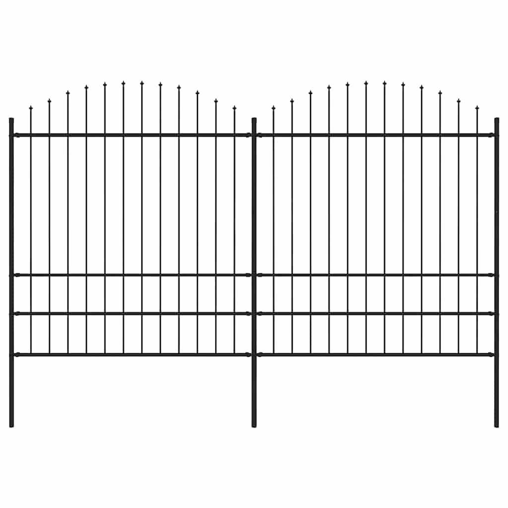 JUNG Vida Gartenzaun mit Speerspitze Stahl 359 x 200 cm Schwarz