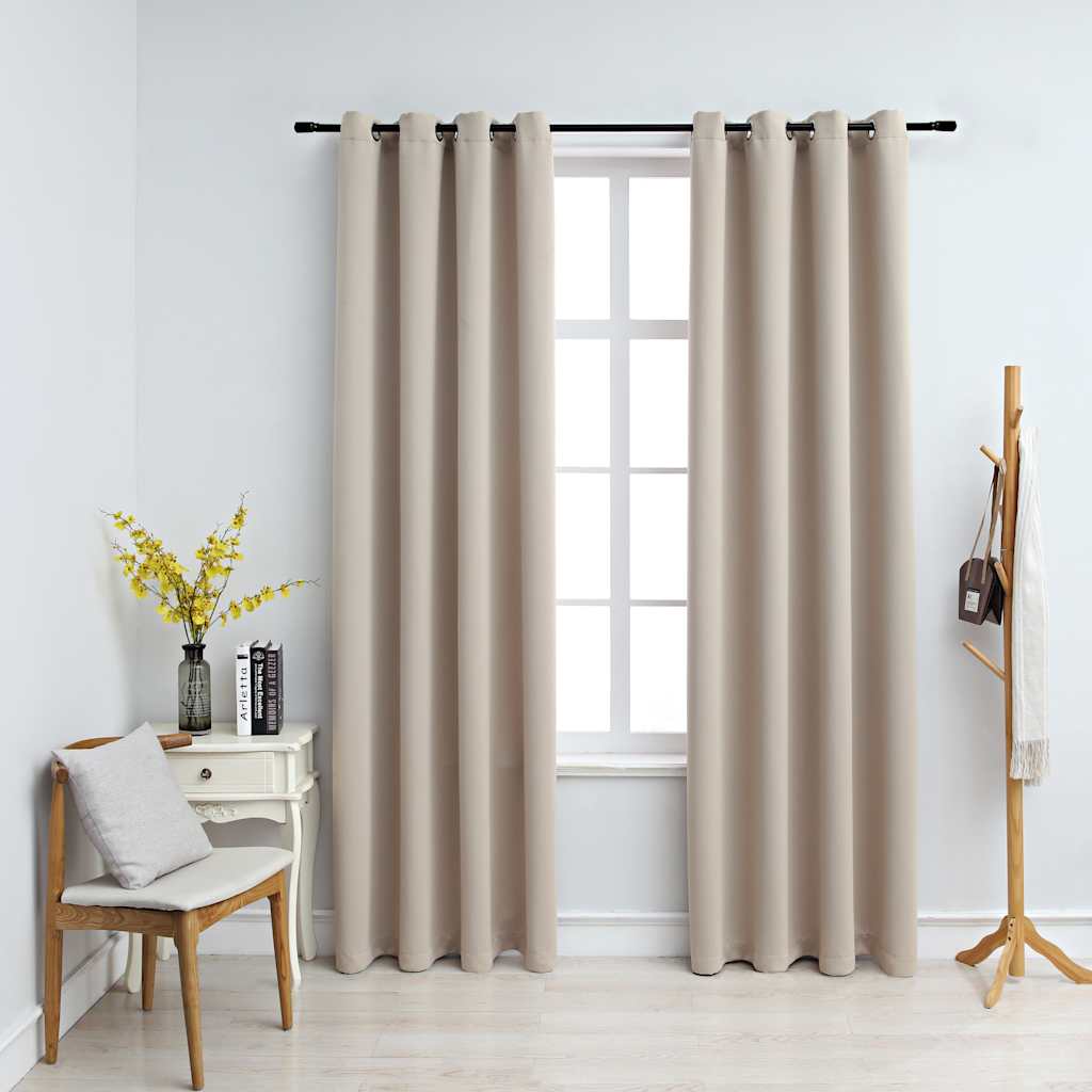 JUNG Vida Verdunkelungsvorhänge mit Metallösen 2 Stk. Beige 140x175 cm