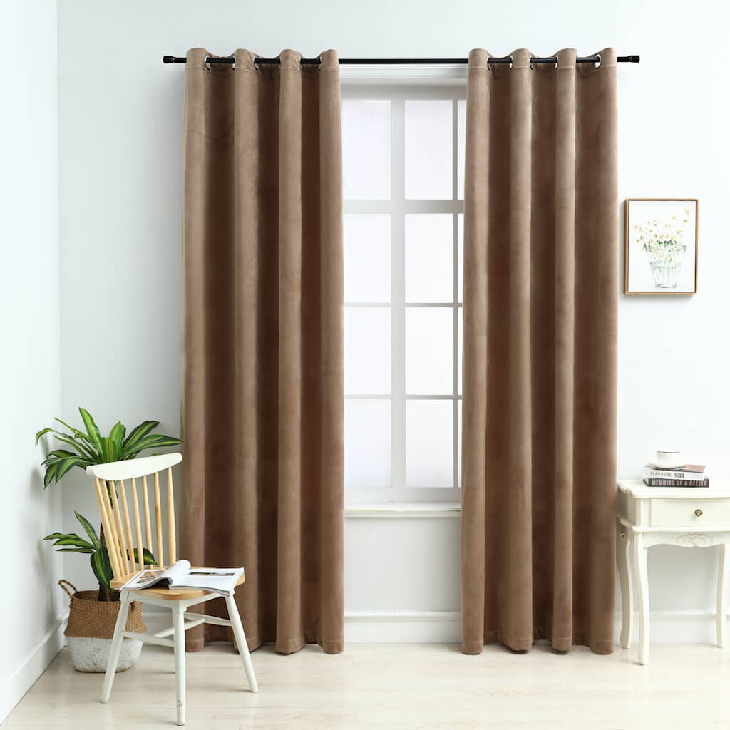 JUNG Vida Verdunkelungsvorhänge mit Ösen 2 Stk. Samt Beige 140x245 cm