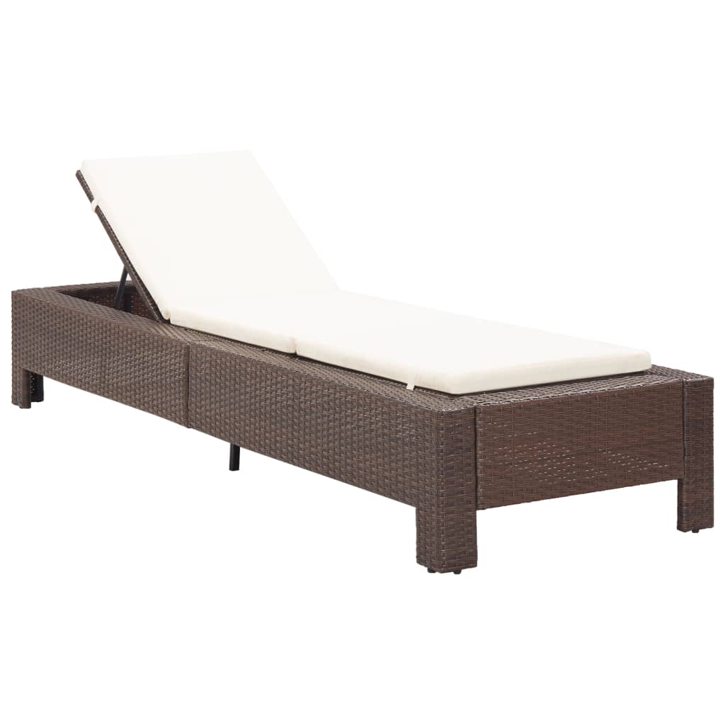 JUNG Vida Sonnenliege mit Auflage Braun Poly Rattan