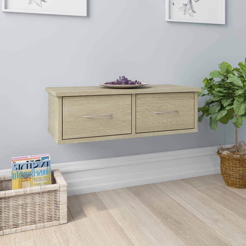 JUNG Vida Wand-Schubladenregal Sonoma-Eiche 60x26x18,5 cm Holzwerkstoff