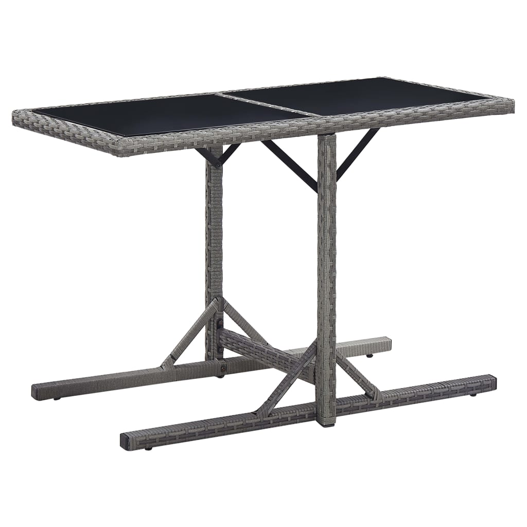 JUNG Vida Gartentisch Anthrazit 110x53x72 cm Glas und Poly Rattan
