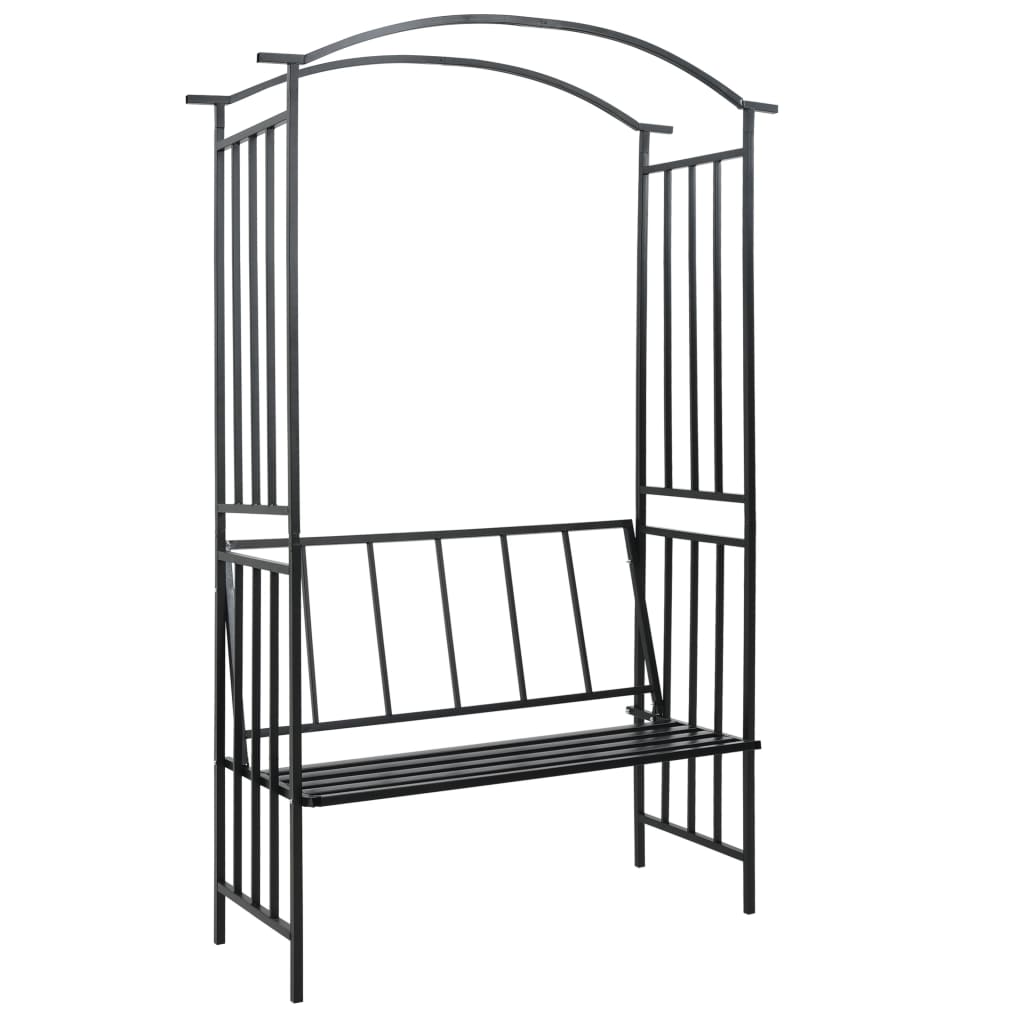 JUNG Vida Rosenbogen mit Bank Schwarz 128x50x207 cm Eisen