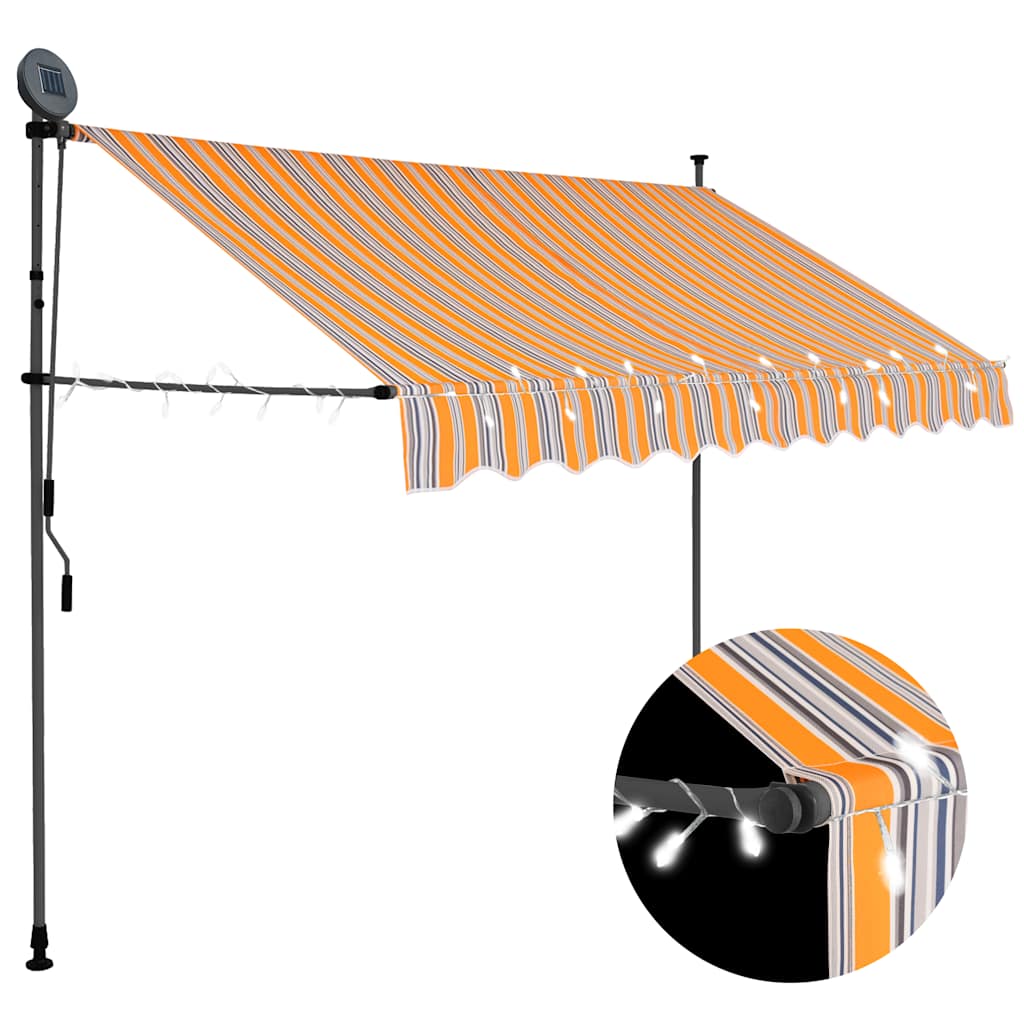 JUNG Vida Einziehbare Markise Handbetrieben mit LED 300 cm Gelb und Blau