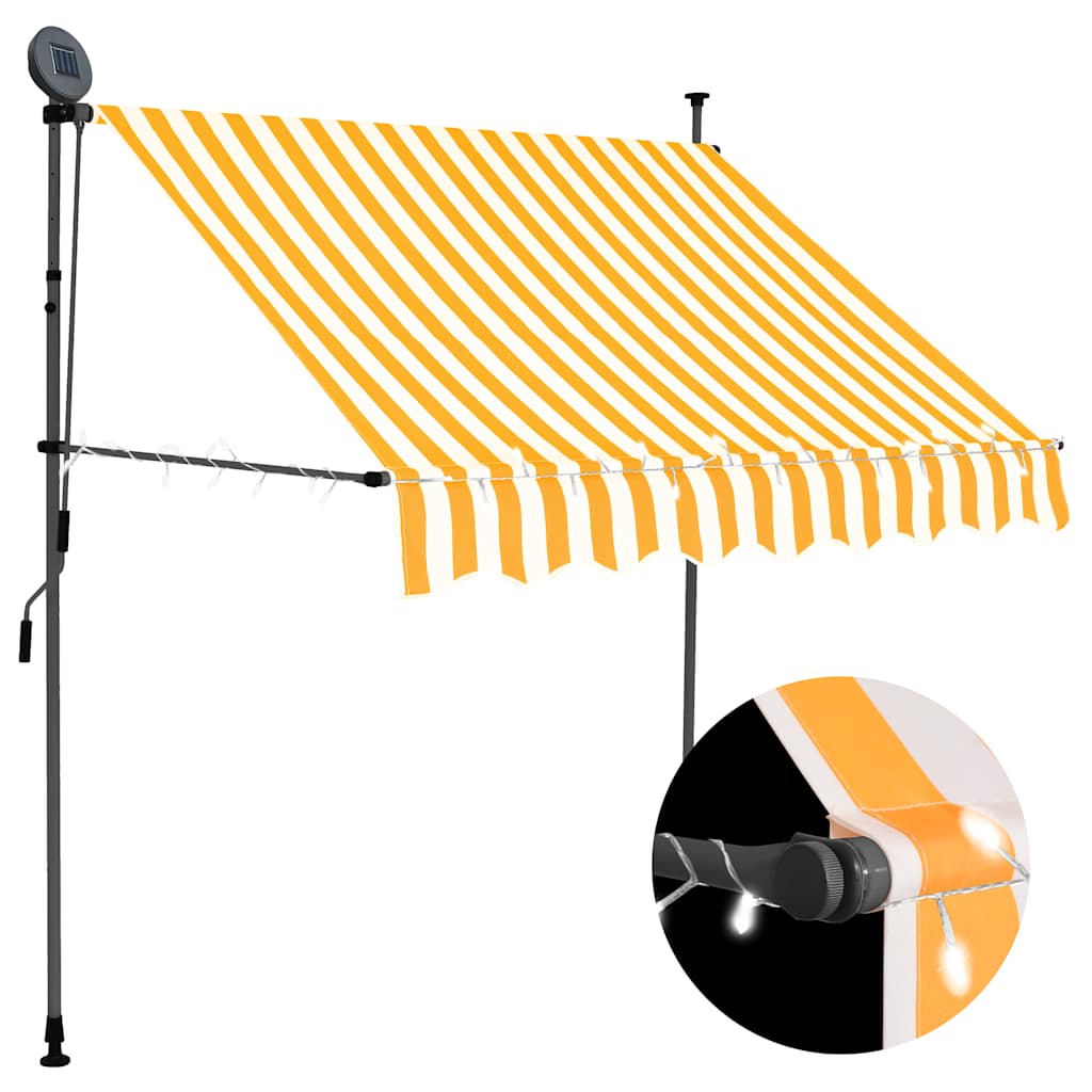 JUNG Vida Einziehbare Markise Handbetrieben mit LED 200 cm Weiß Orange
