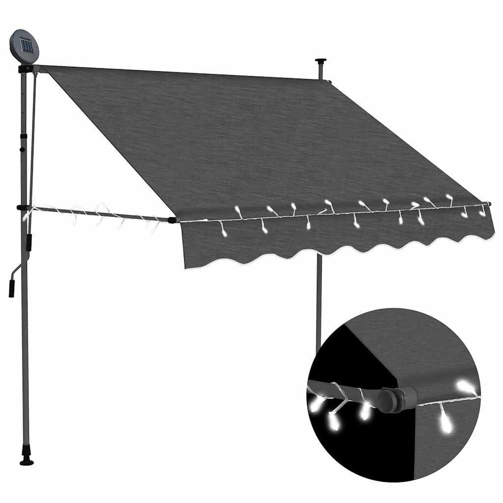 JUNG Vida Einziehbare Markise Handbetrieben mit LED 150 cm Anthrazit