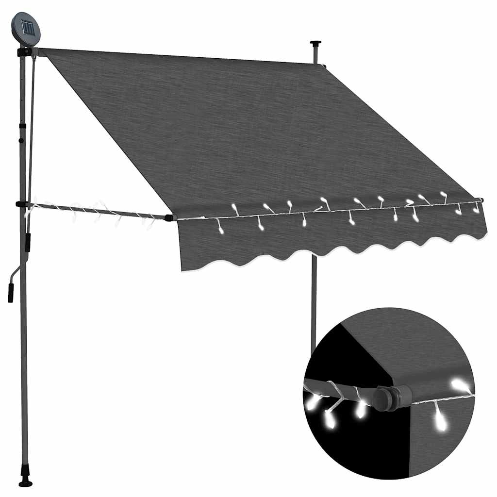 JUNG Vida Einziehbare Markise Handbetrieben mit LED 200 cm Anthrazit