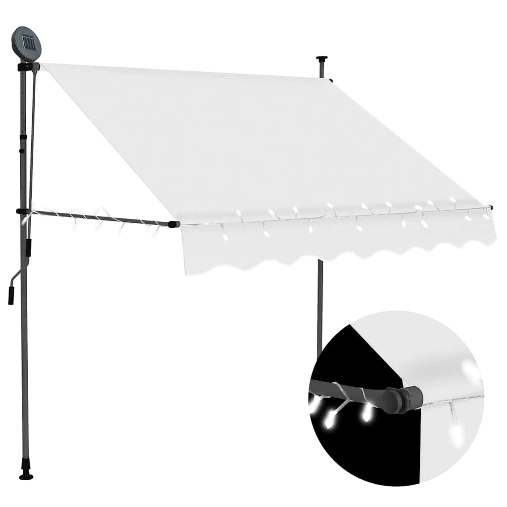 JUNG Vida Einziehbare Markise Handbetrieben mit LED 150 cm Creme