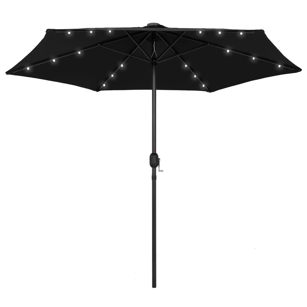 JUNG Vida Sonnenschirm mit LED-Beleuchtung und Alu-Mast 270 cm Schwarz
