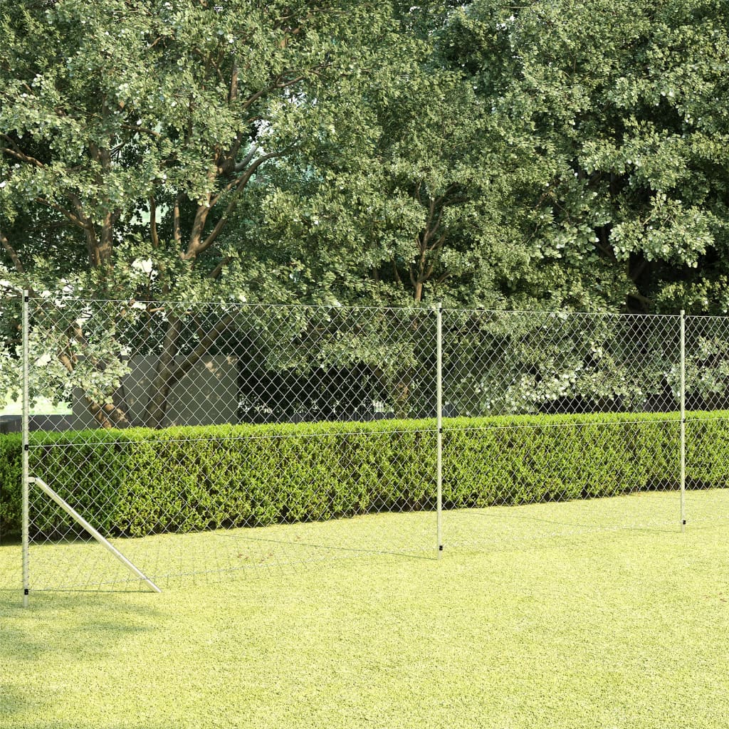 JUNG Vida Maschendrahtzaun mit Pfosten Verzinkter Stahl 15×1,5 m Silbern