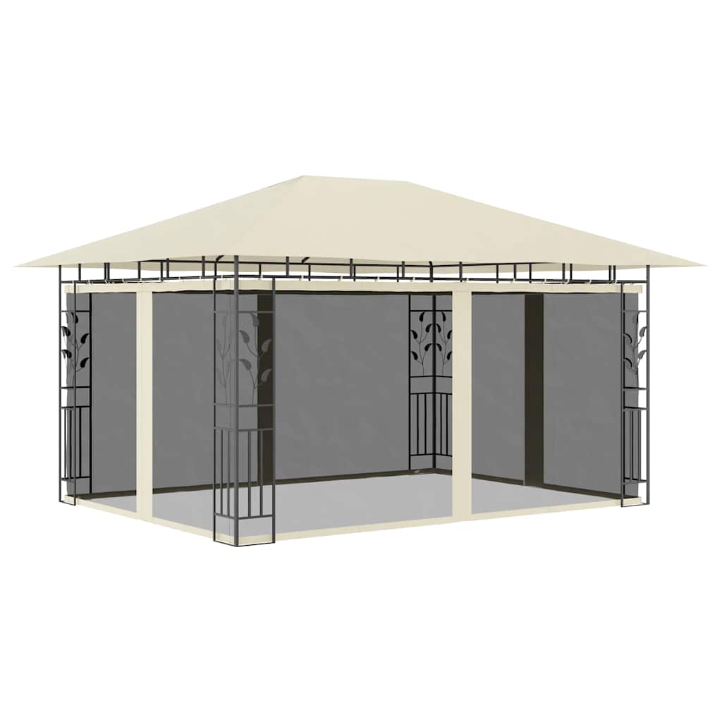 JUNG Vida Pavillon mit Moskitonetz 4x3x2,73 m Creme 180 g/m²