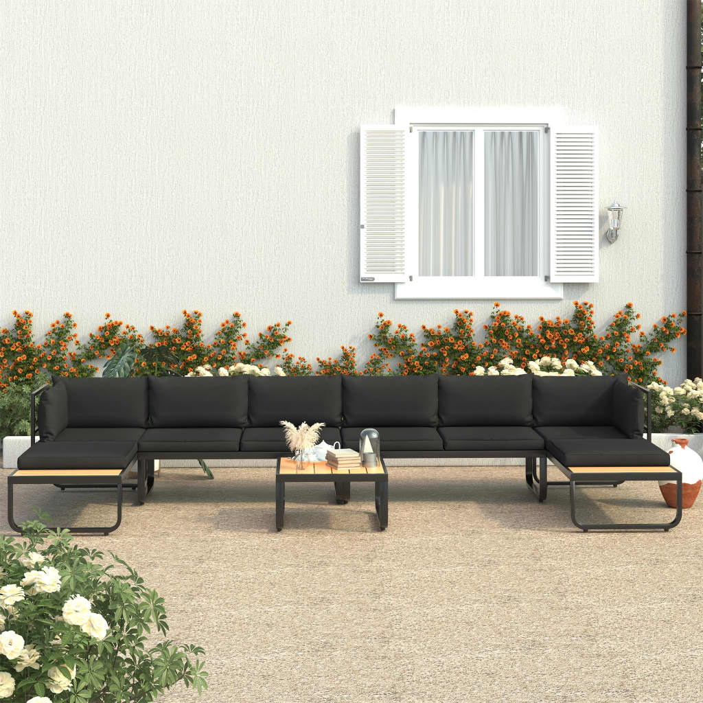JUNG Vida 5-tlg. Garten-Ecksofa-Set mit Auflagen Aluminium und WPC