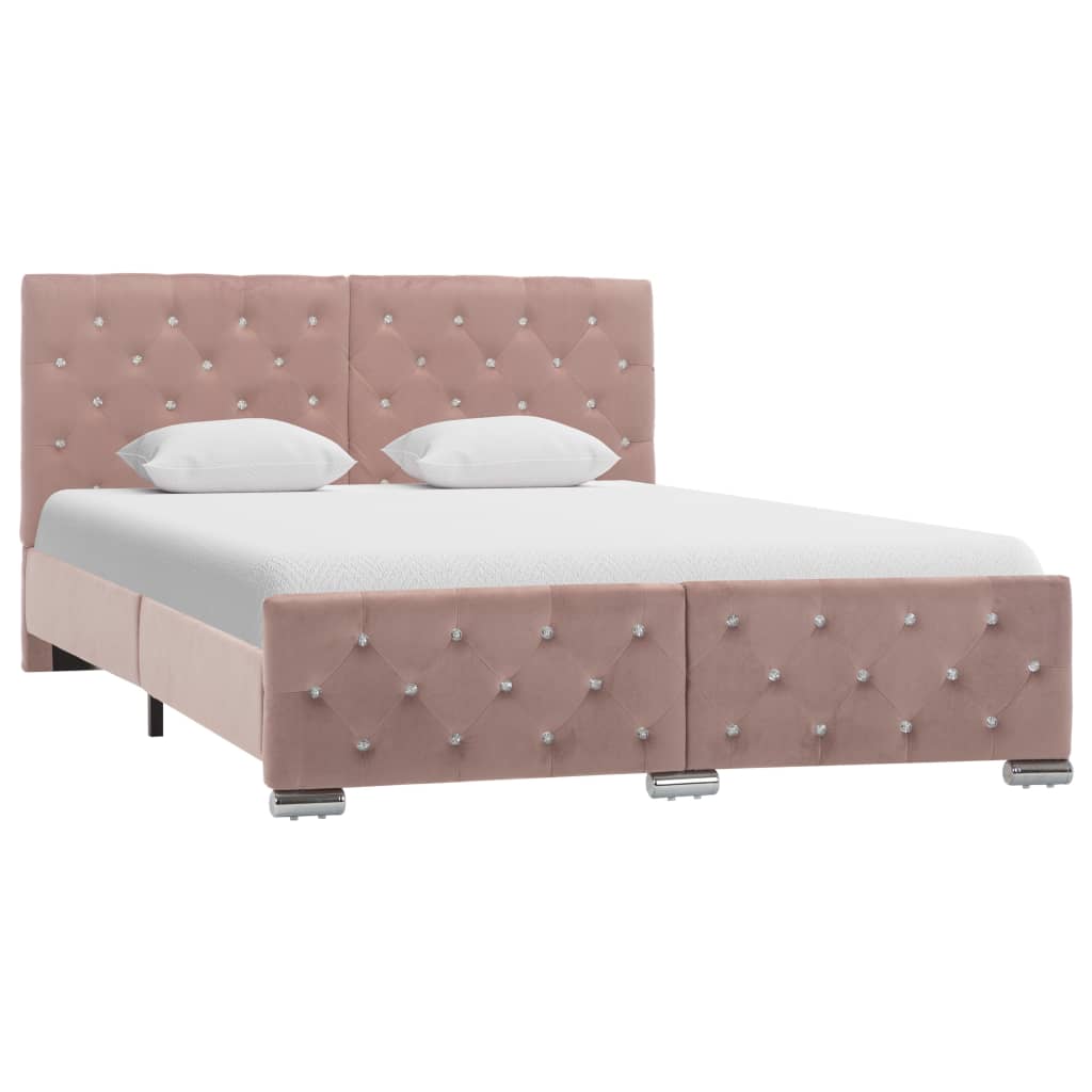 JUNG Vida Bettgestell Rosa Samt 140x200 cm