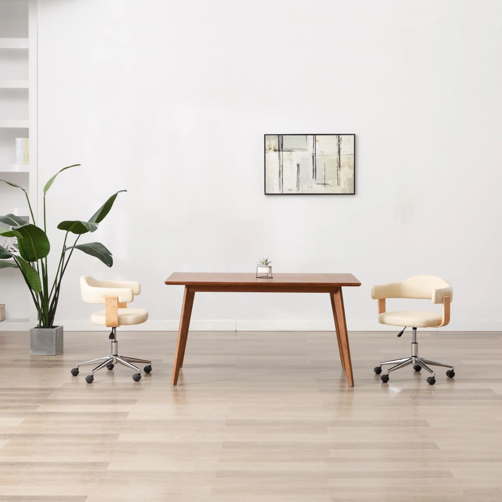JUNG Vida Esszimmerstuhl Drehbar Creme Bugholz und Kunstleder