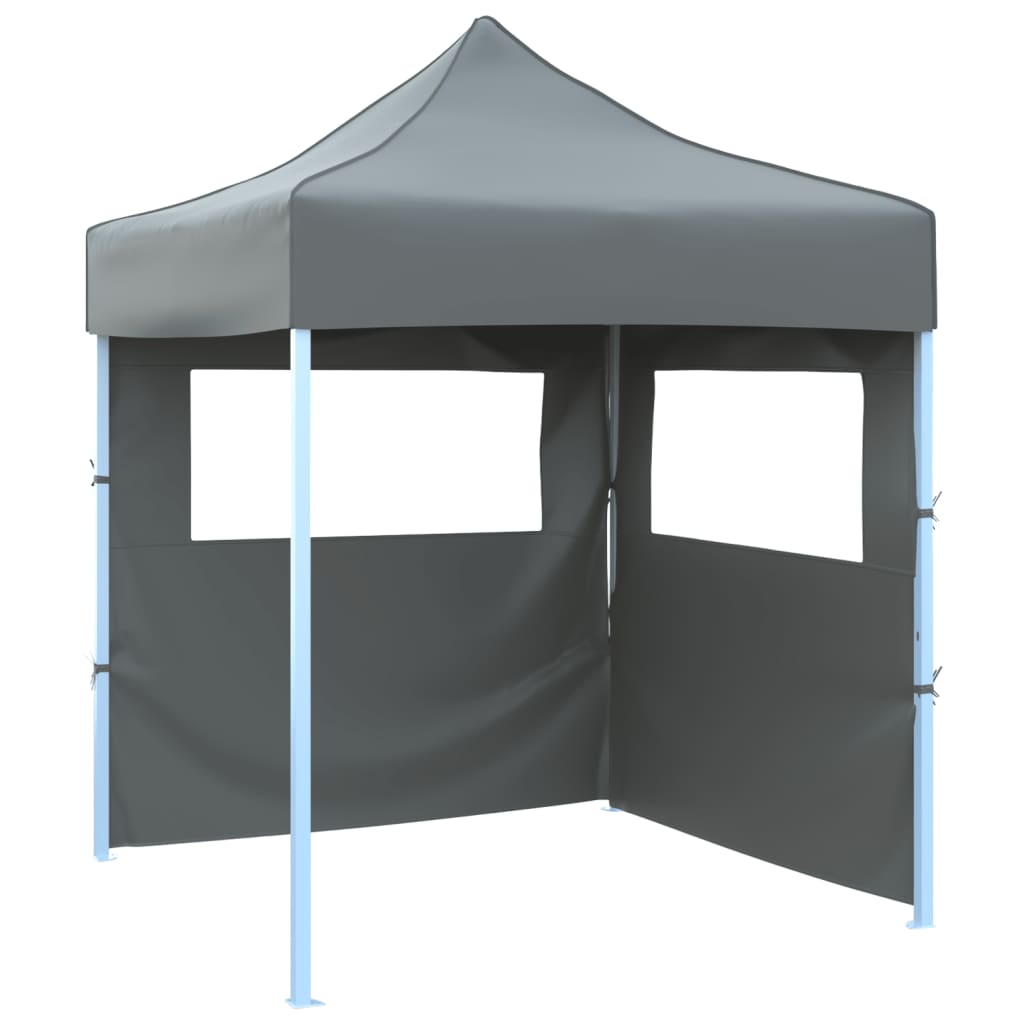 JUNG Vida Profi-Partyzelt Faltbar mit 2 Seitenwänden 2×2m Stahl Anthrazit