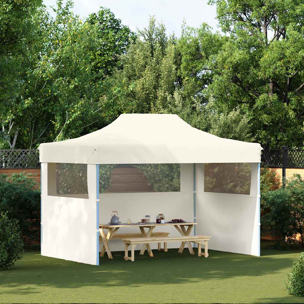 JUNG Vida Profi-Partyzelt Faltbar mit 3 Seitenwänden 3×4m Stahl Creme