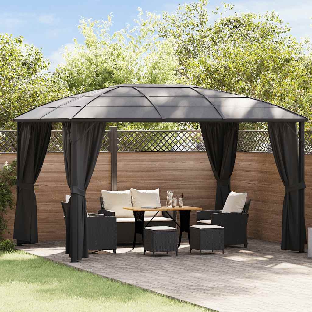 JUNG Vida Pavillon mit Vorhängen 400 x 300 x 265 cm Anthrazit