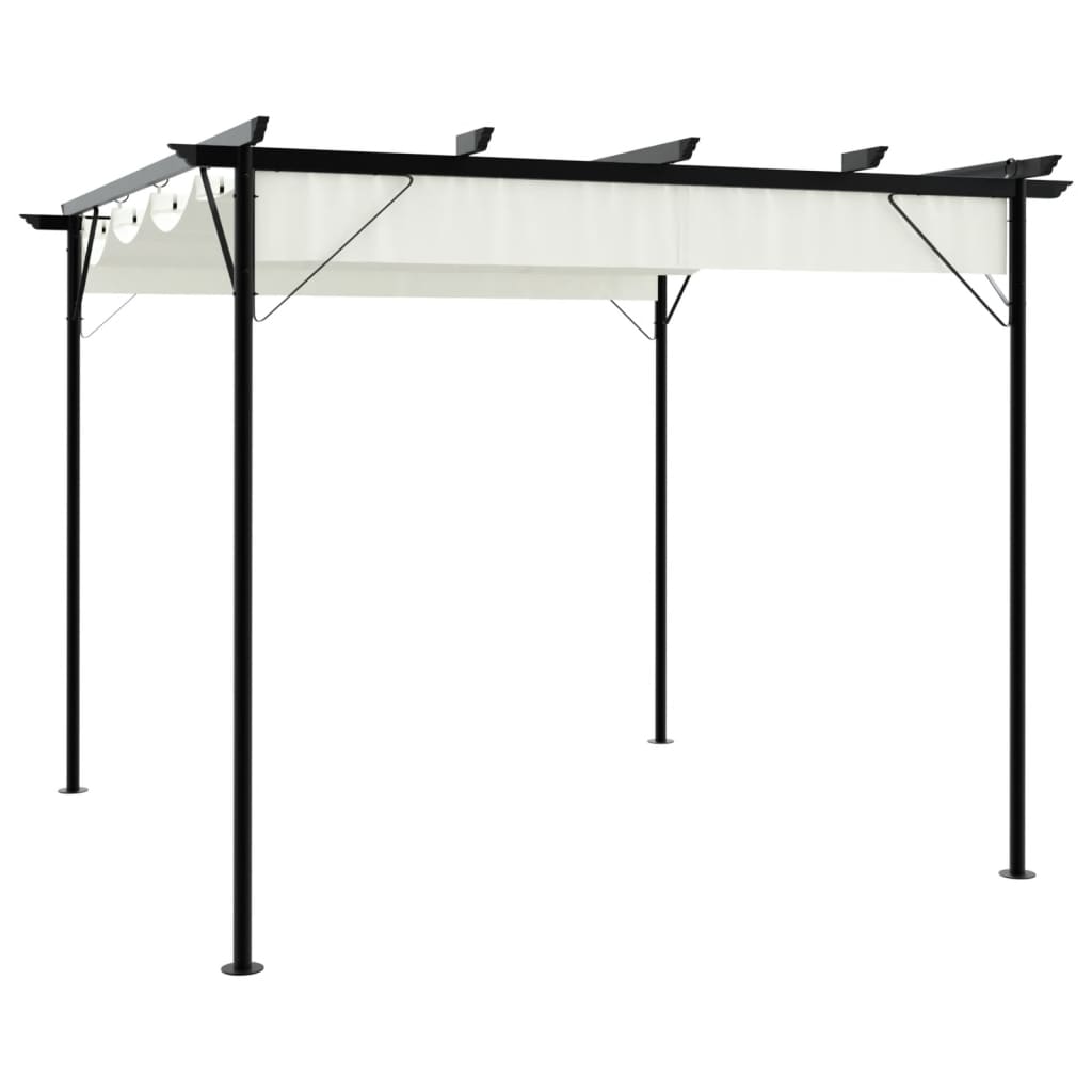 JUNG Vida Pergola mit Versenkbarem Dach Cremeweiß 3x3 m Stahl