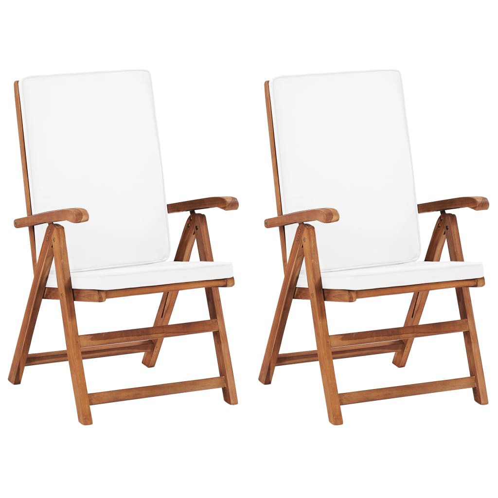 JUNG Vida Garten-Liegestühle 2 Stk. mit Auflagen Massivholz Teak