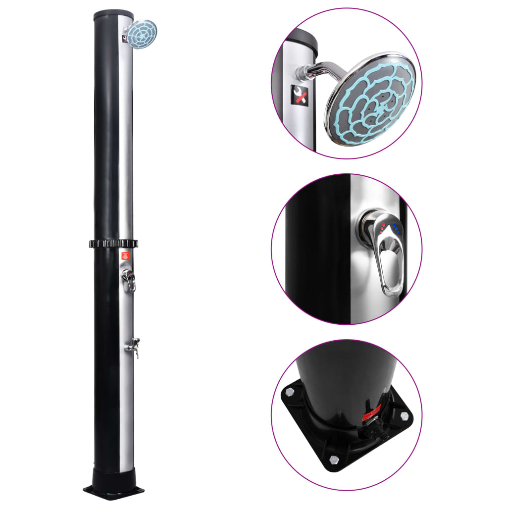 JUNG Vida Solardusche mit Duschkopf und Wasserhahn 40 L