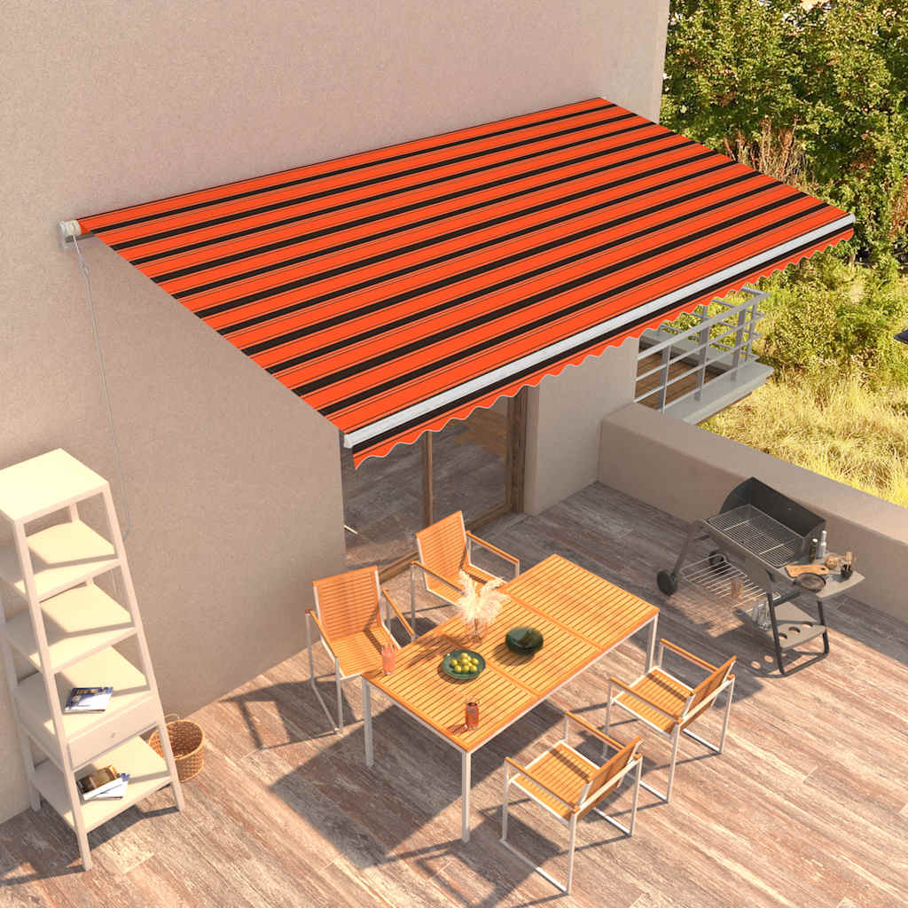 JUNG Vida Automatisch Einziehbare Markise 600×300 cm Orange und Braun