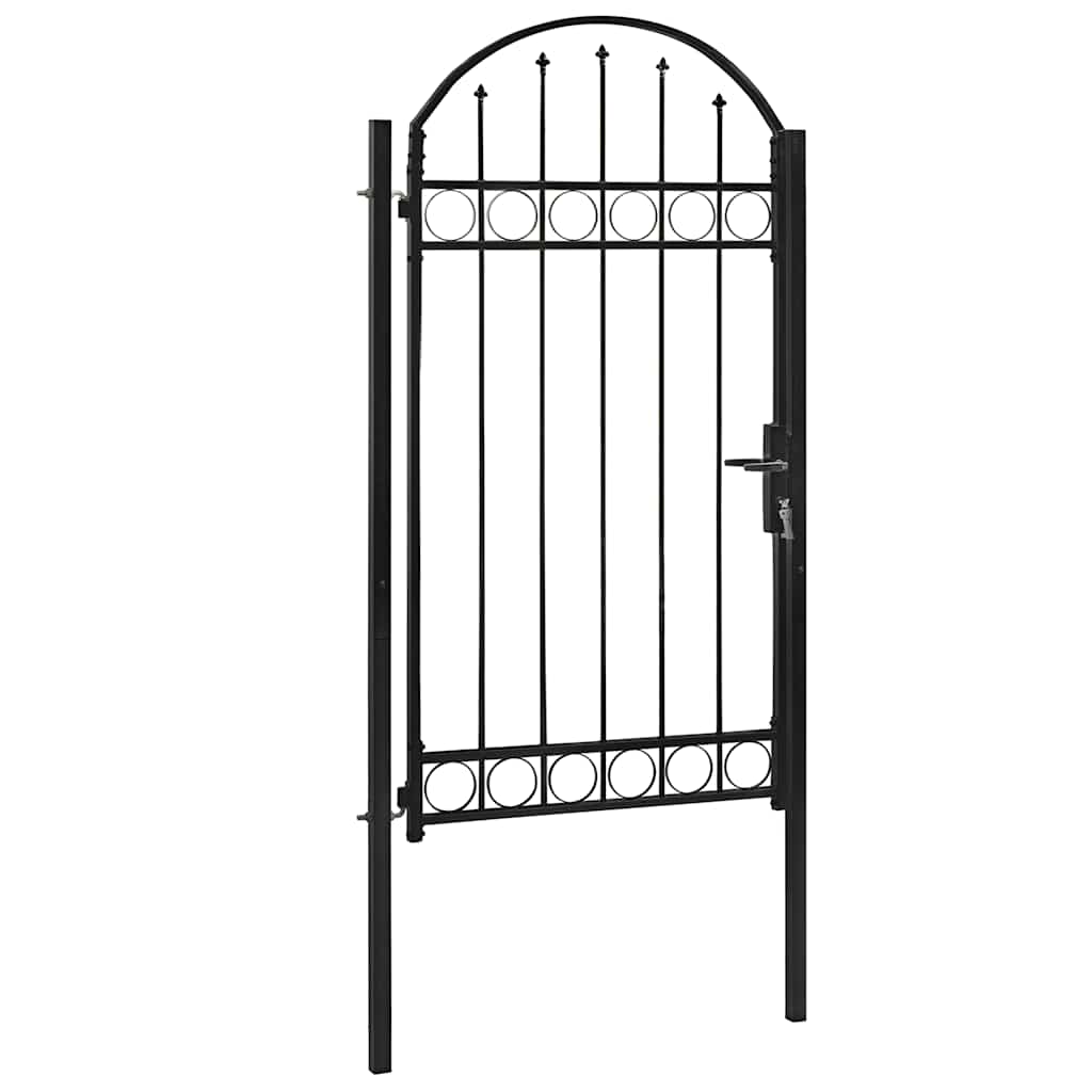 JUNG Vida Zauntor mit Gewölbter Spitze Stahl 100x250 cm Schwarz
