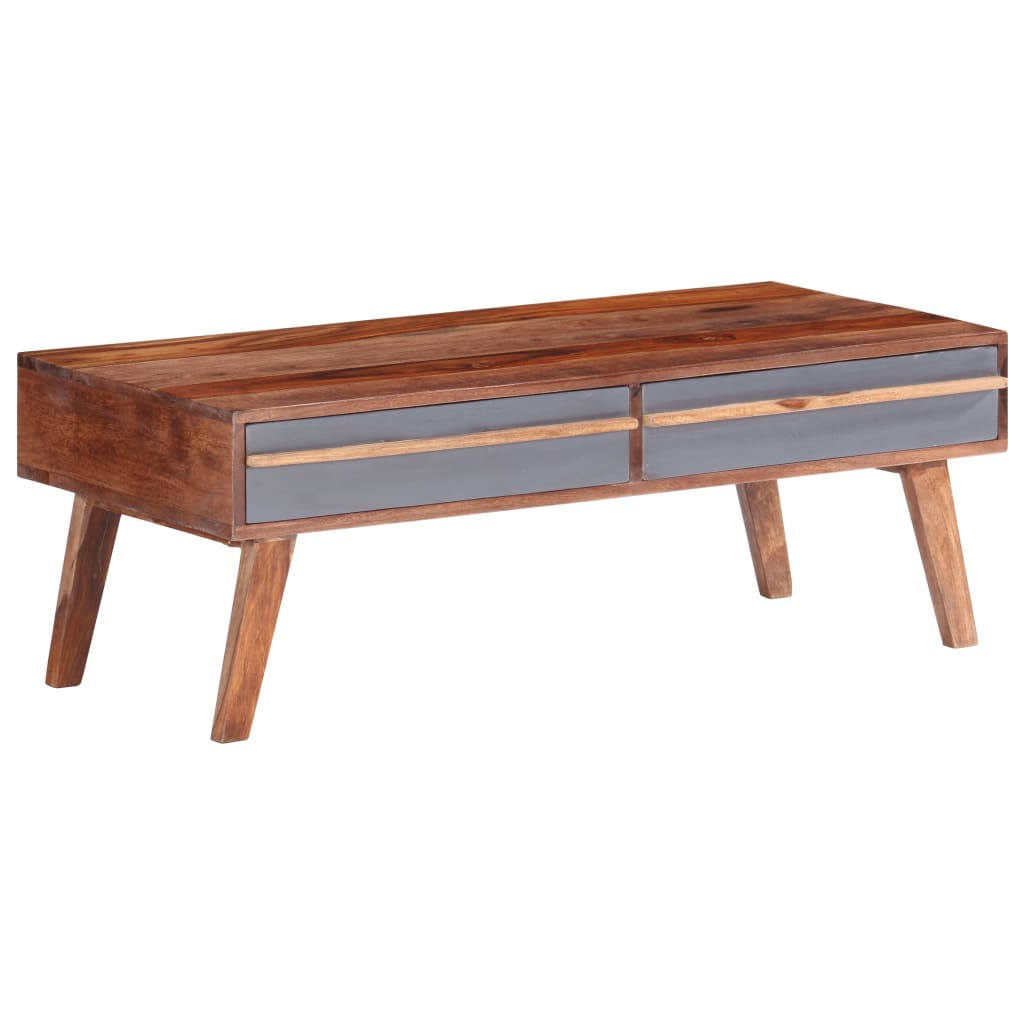 JUNG Vida Couchtisch Grau 110x50x40 cm Massivholz