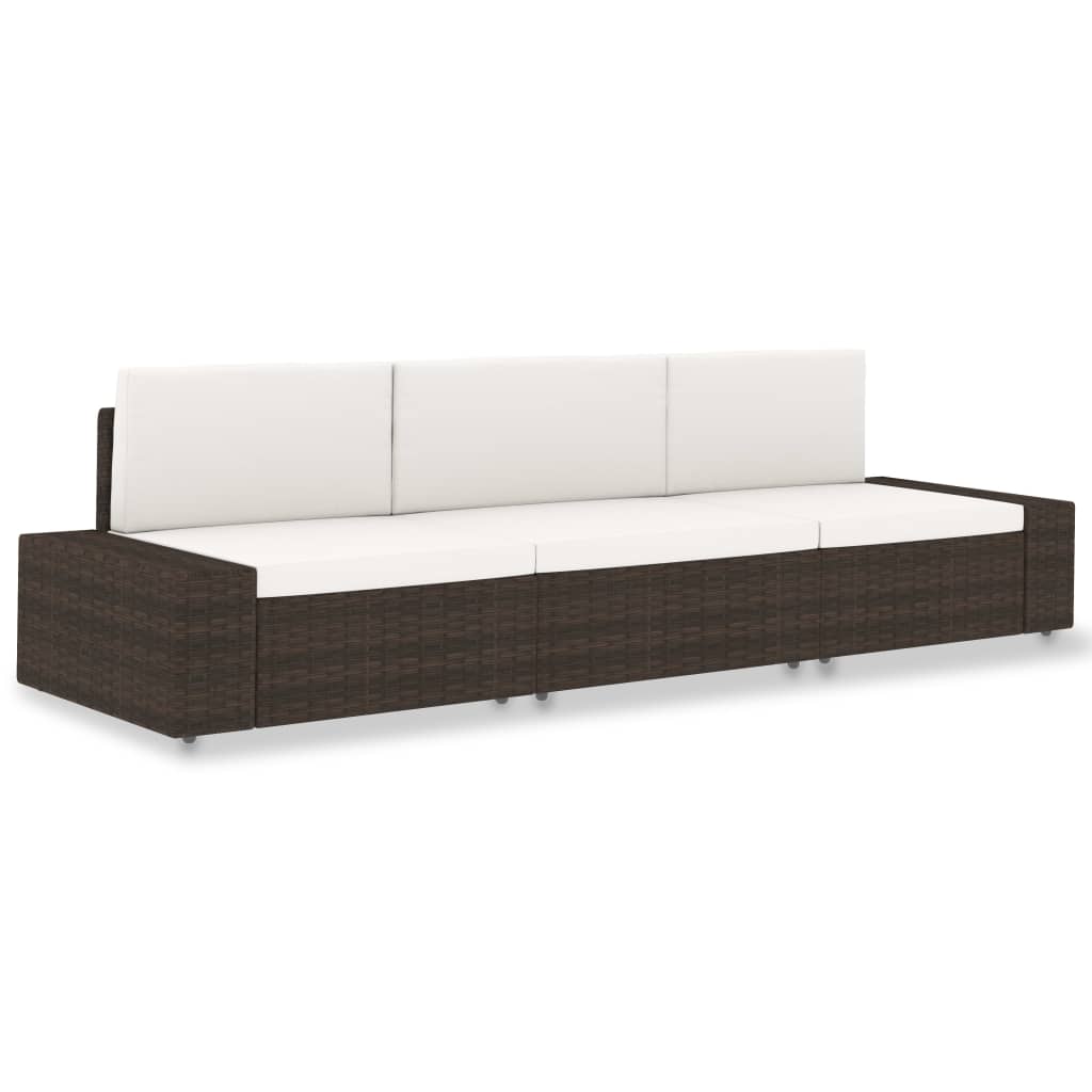 JUNG Vida Modulares 3-Sitzer-Sofa Poly Rattan Braun