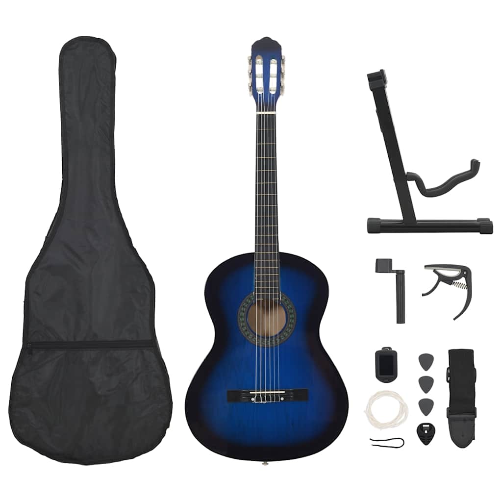 JUNG Vida 12-tlg. Klassikgitarren-Set für Anfänger Blau 4/4 39"
