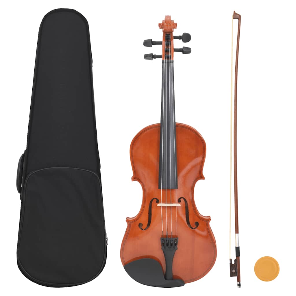 JUNG Vida Violine Komplettset mit Bogen und Kinnhalter Dunkles Holz 4/4