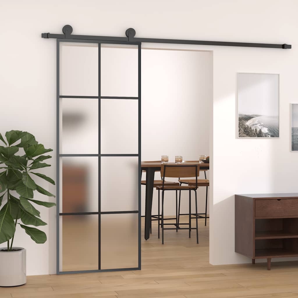 JUNG Vida Schiebetür Aluminium und ESG Glas 76x205 cm Schwarz