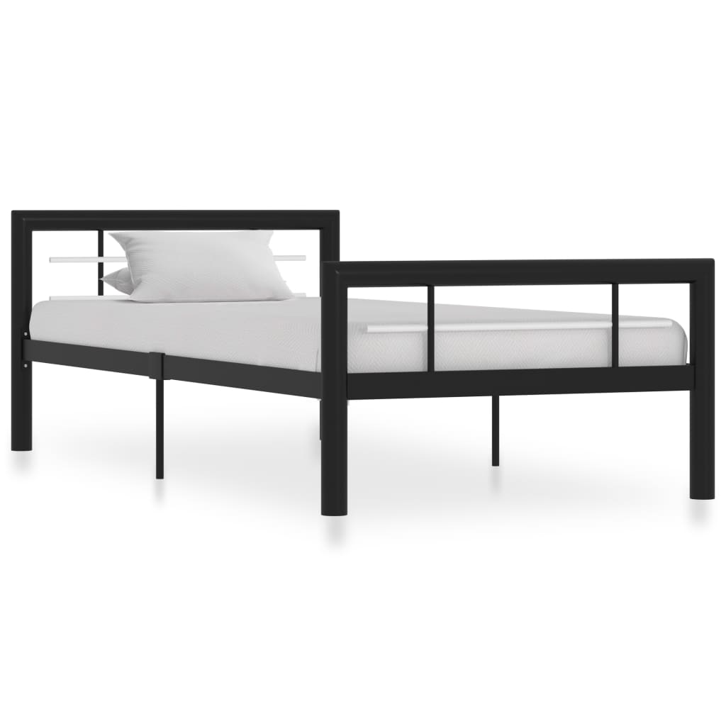 JUNG Vida Bettgestell Schwarz und Weiß Metall 100 × 200 cm