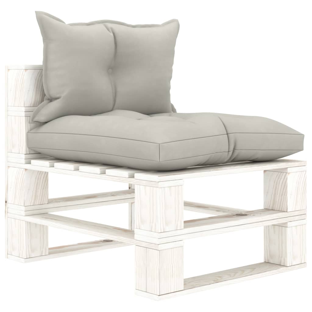 JUNG Vida Garten-Paletten-Mittelsofa mit Kissen in Taupe Holz